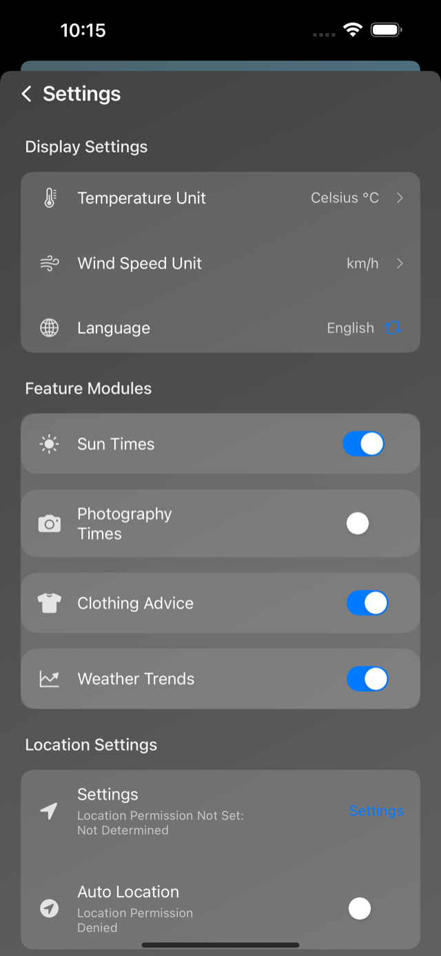 Preferences and settings