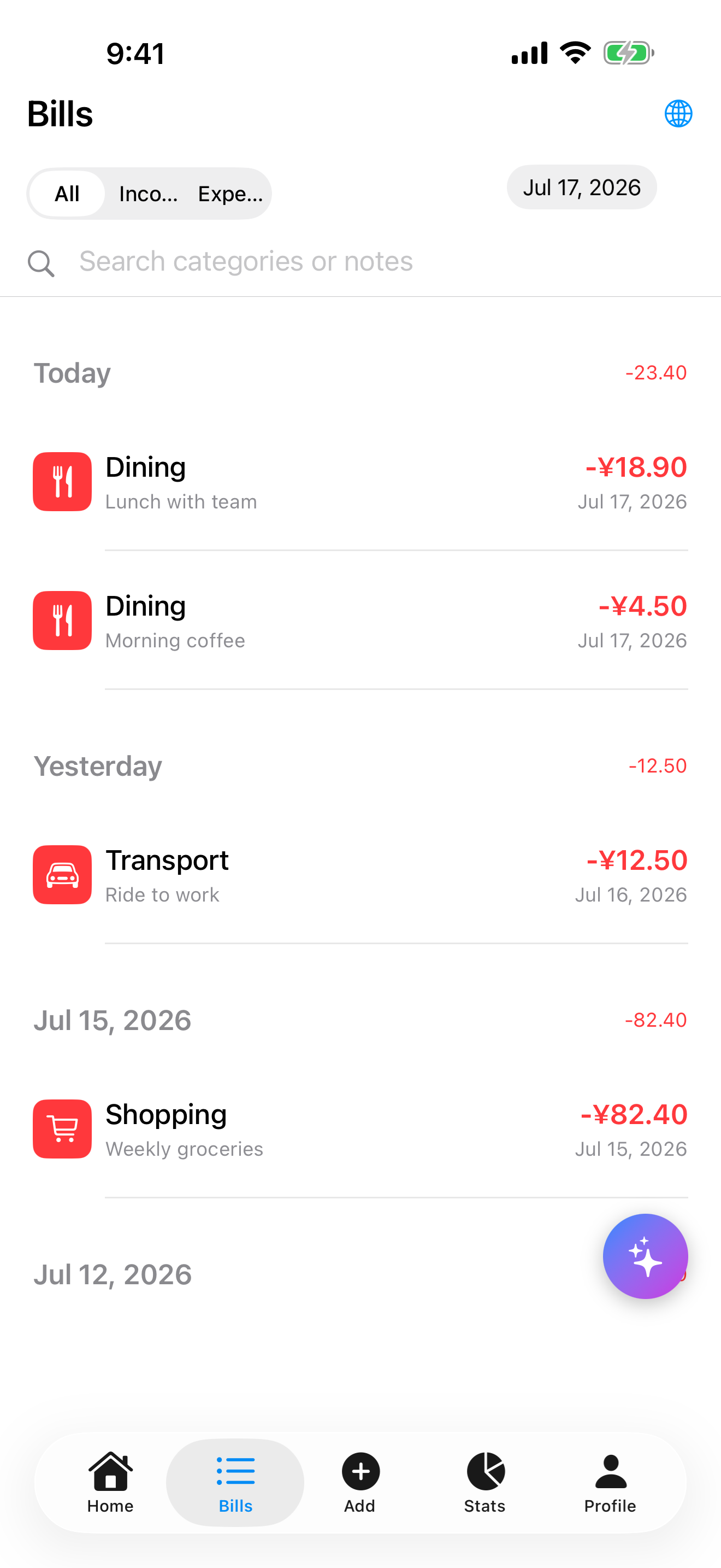 Add a transaction